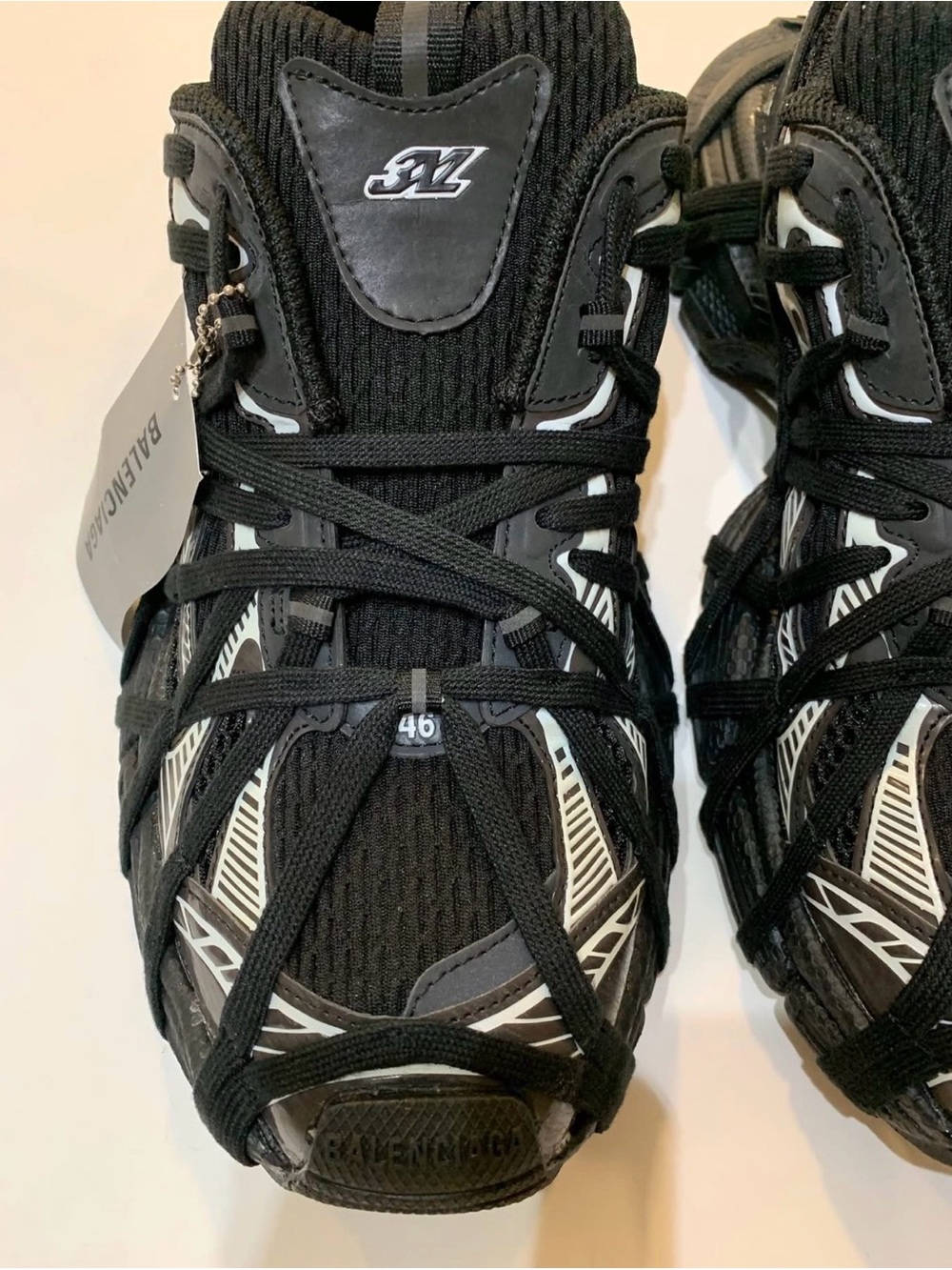 Balenciaga Black & White Trail Lace-Up Runner Sneakers - Picture 7 of 11